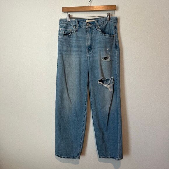 Levi's Medium Wash Blue No-Stretch Denim Baggy Dad Jeans Women's Size 27 - Picture 2 of 6